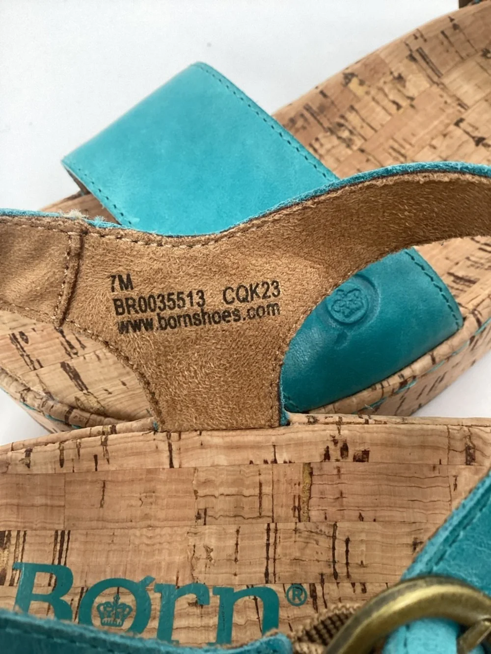 Born Sari Turquoise Cork Platform Sandals